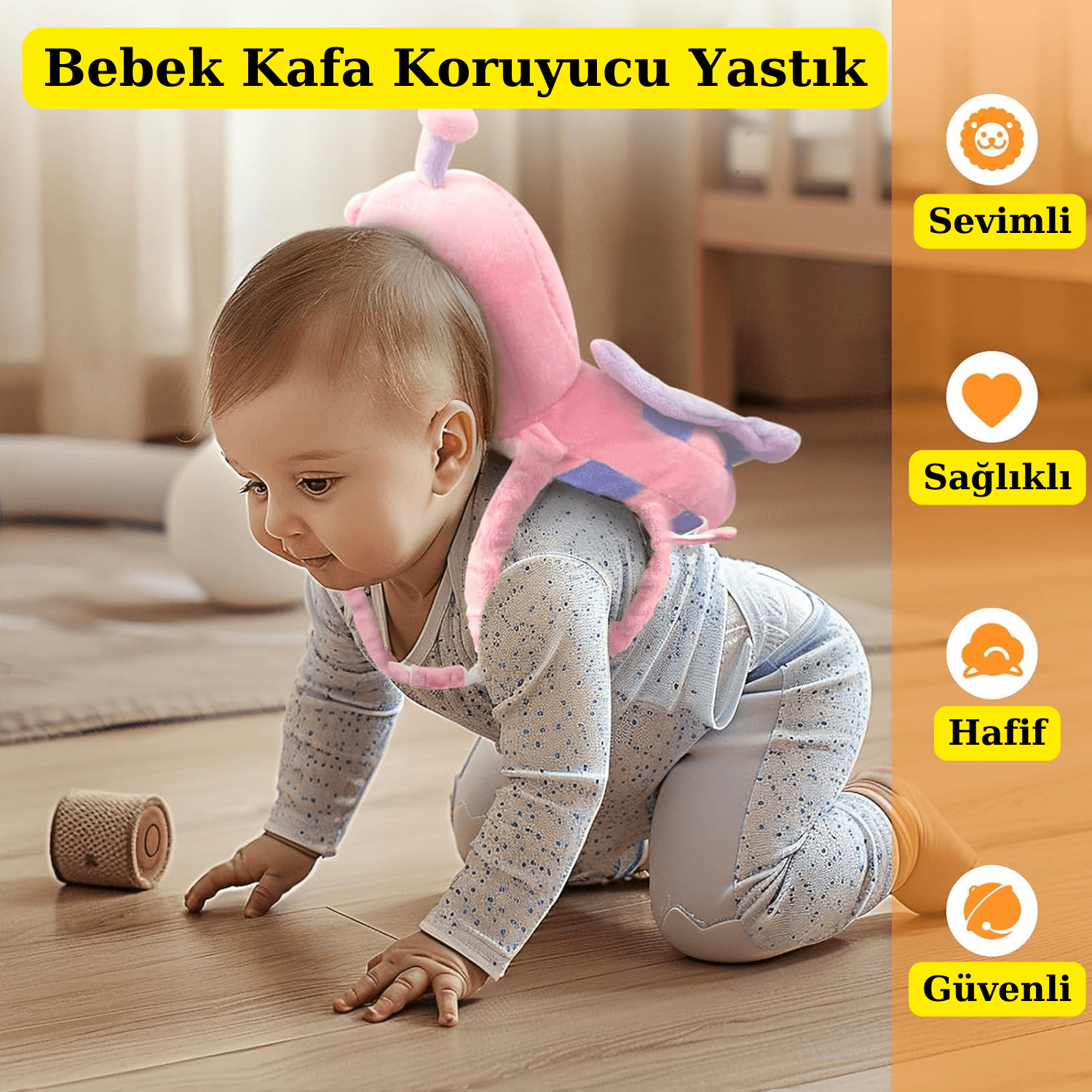 Sevimli Kelebek Bebek Kafa Koruyucu Yastık